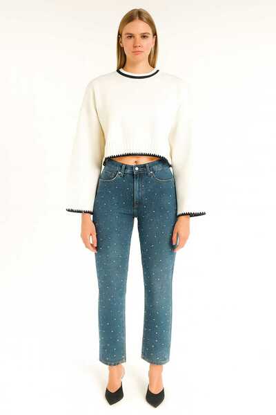 gigigiyim Crochet Embroidered Women's Crop Sweater