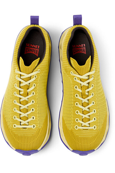 CAMPER Men Yellow Blue Breathable Fabric Double Cushioned Lace-Up Sneaker Shoes SUNNEI-PELOTISSIMA