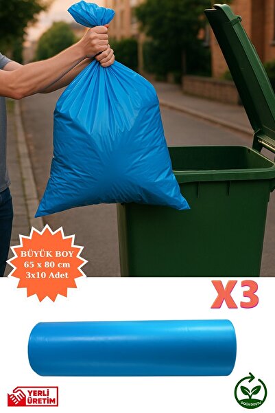 Poshetto Premium Büyük Boy Çöp Poşeti 65x80 cm 3x10 Adet Ev Mutfak Banyo İş O...