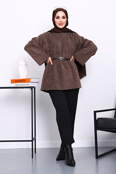 İmajButik Brown Angora Tunic with Waist Belt
