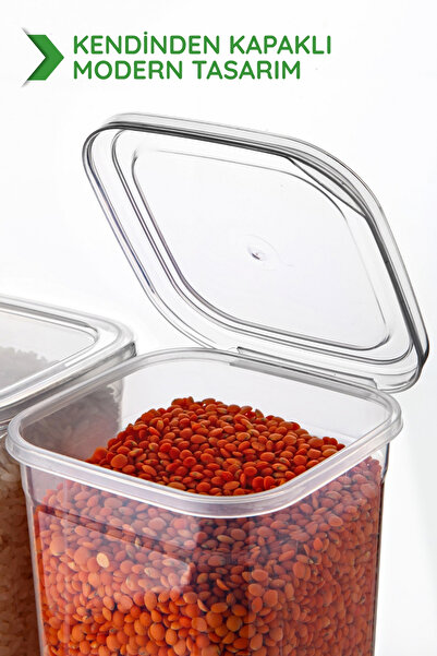 Nandy Home Set of 6 with Labels Gift with Self-Covering Lid 1150ml. Square Storage Container - Microwave and Freezer Safe