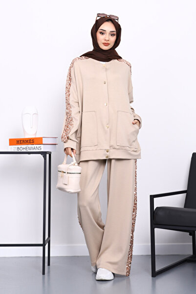 İmajButik Stone Sequin Tunic Trouser Set