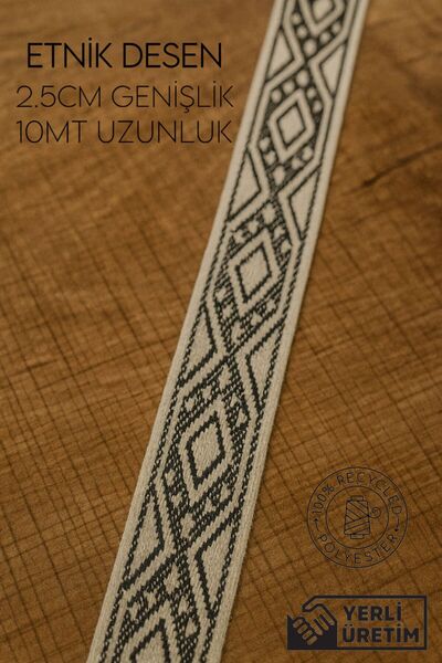 D R X ETNİK DESENLİ DARDOKUMA ŞERİT KURDELE HOBİ MALZEMESİ 2.5CM GENİŞLİK 10M...