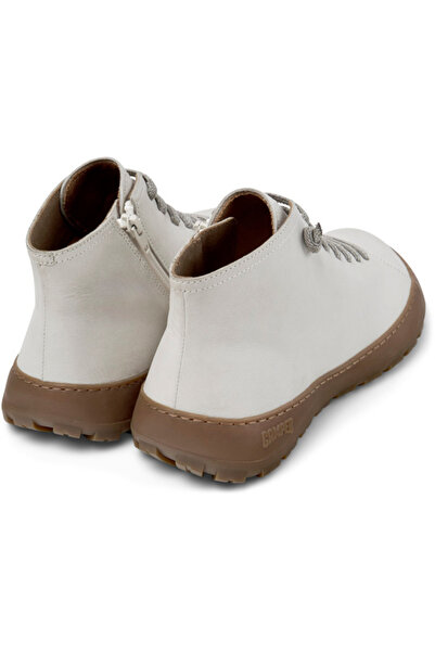 CAMPER Women White Genuine Leather Flat Sole Ankle Boots Elastic Lace-Up Zipper Detailed Classic PeuSerra