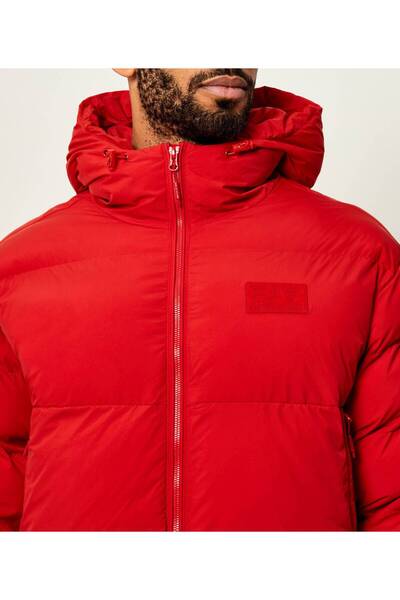 EA7 Men's Hooded Collar Zipper Closure Letter Pattern Pocket Detail Red Jacket 7m000710 Af15951-U5008