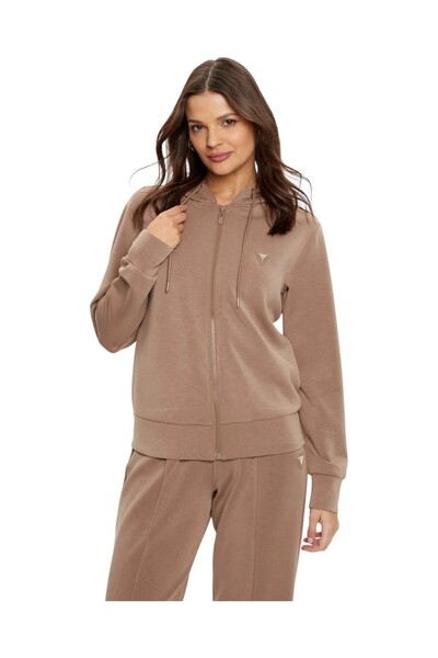 Guess Scuba kapüşonlu sweatshirt Kahve V4YQ06KCAY2-25K