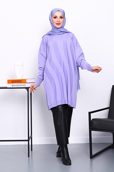 İmajButik Lilac Cold Yarn Mercerized Knitwear Tunic