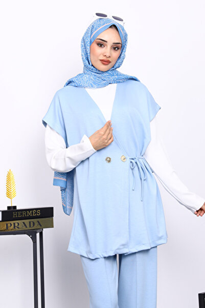 İmajButik Τριπλό Σετ Παντελόνι Μπλε Μωρό σετ κοστούμι με γιλέκο