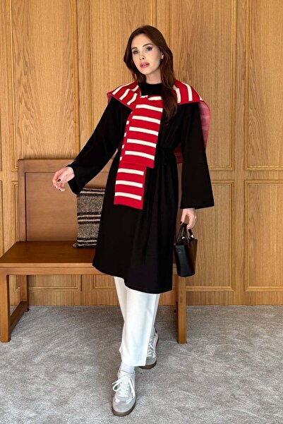 Ceylan Otantik Kırmızı Çizgili Şal Atkı