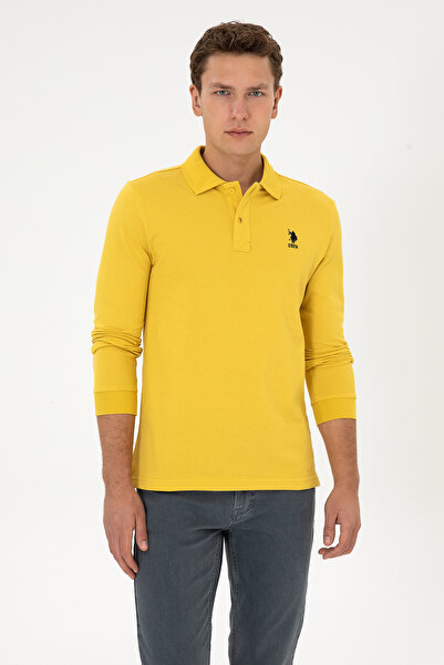 U.S. Polo Assn. Ανδρικό φούτερ με κανονική εφαρμογή, λαιμόκοψη πόλο, κίτρινο,...