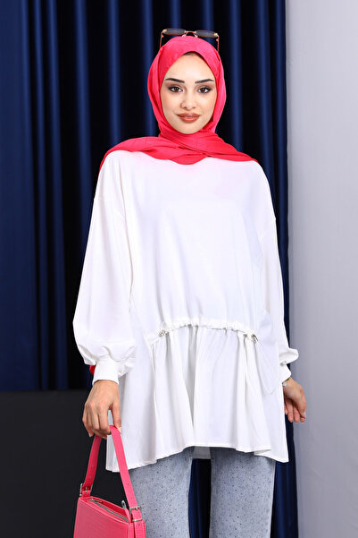 İmajButik إكرو فستان بتجاعيد مجمّعة بقطع قماش مخيطة معاً تونيك