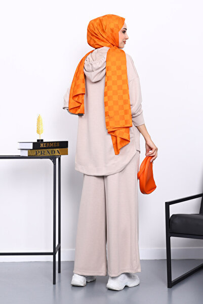 İmajButik Stone Front Short Back Long Tunic Trouser Set