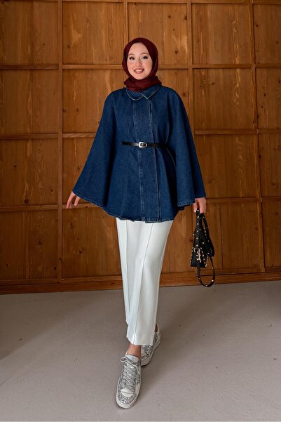 Rimel Moda Kot Poncho Kot Blue