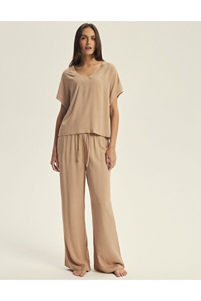 ESOTIQ Set de lenjerie de casă pentru femei, format din 2 piese, tricou tip c...