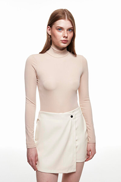 Quzu Μπλούζα με μισό κορδόνι ψαράδικο στυλ μπεζ