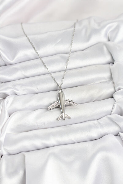 BESKAR 316L Steel Chain Silver Color Airplane Model Women Necklace