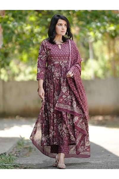 MYSMAR دوباتا سلوار قميص أرجواني من الرايون - ALV2016 | بنفسجي