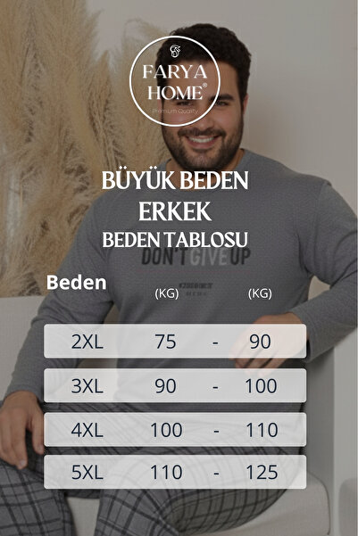 Farya Home Plus Size Cotton Long Sleeve Plaid Checkered Men's Pajama Set