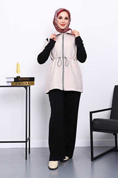 İmajButik Μαύρο Καπιτονέ σετ κοστούμι με γιλέκο Σετ Παντελόνι Τουνίκ