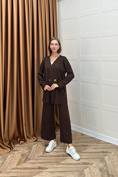 Stilife Комплект от мерсеризирани плетива в кафяво от Lyon