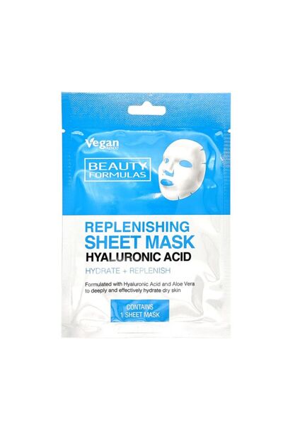 BEAUTY FORMULAS قناع ورقي لتجديد البشرة بحمض الهيالورونيك من بيوتي فورميولا، ...