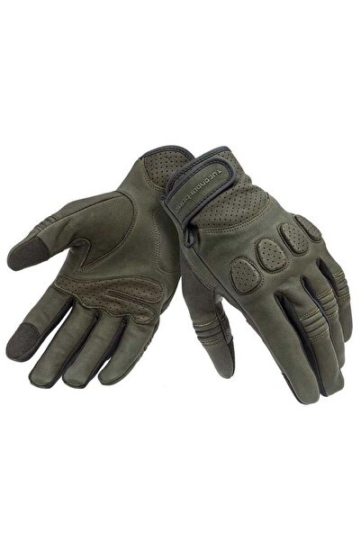 Tucano Urbano Gig Pro Deri Motosiklet Eldiveni Koyu Yeşil