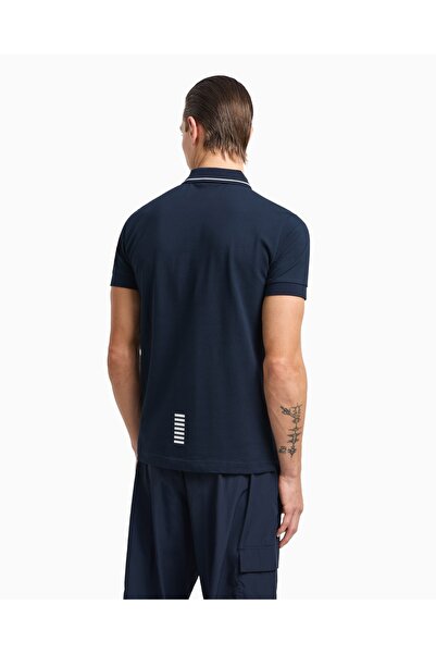 EA7 Men's Woven Fabric Short Sleeve Solid Model Blue Polo Neck T-Shirt 8Npf16 Pjvuz-1562