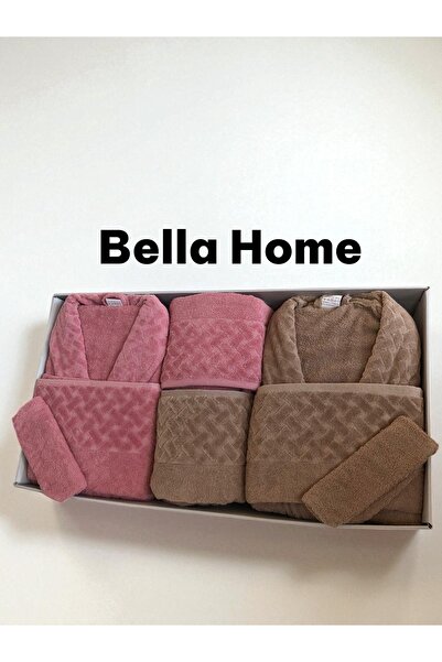 Bella Home 8 Piece Wicker Family Bathrobe Set - Dowry Set - 100% Cotton - Original Luxury Box