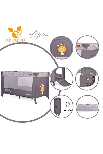 Cangaroo Patut pliabil Africa gri, saltea inclusa