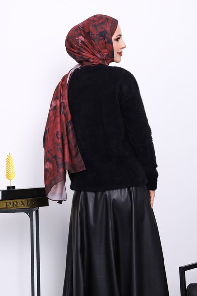 İmajButik Black Crew Neck Angora Soft Knit Sweater