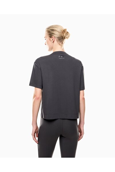 EA7 Ανδρικό κοντομάνικο μπλουζάκι με στρογγυλή λαιμόκοψη με ρίγες κανονικού μεγέθους μαύρο μπλουζάκι 7W000442 AF13919-U8117