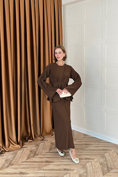 Stilife Φόρεμα πλεκτό Medusa Jileli καφέ