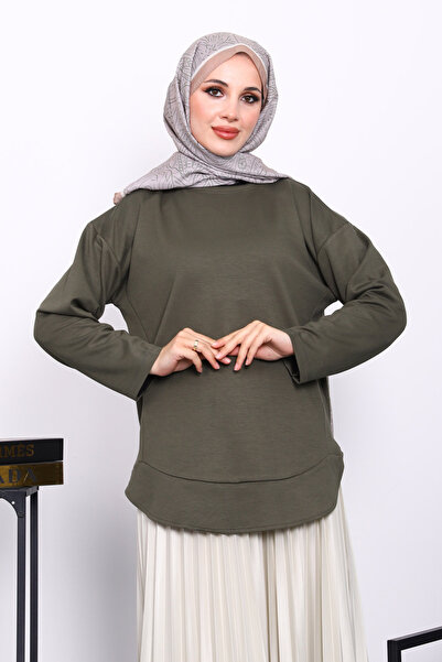 İmajButik Khaki Crew Neck Modal Sweat