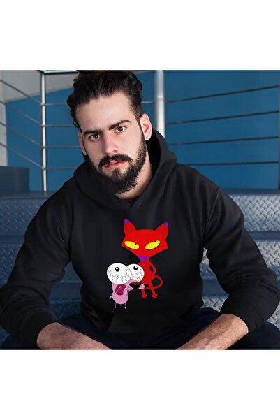 OEM Men's Hoodie Scared Puppy Courage Maleficent Red Cat