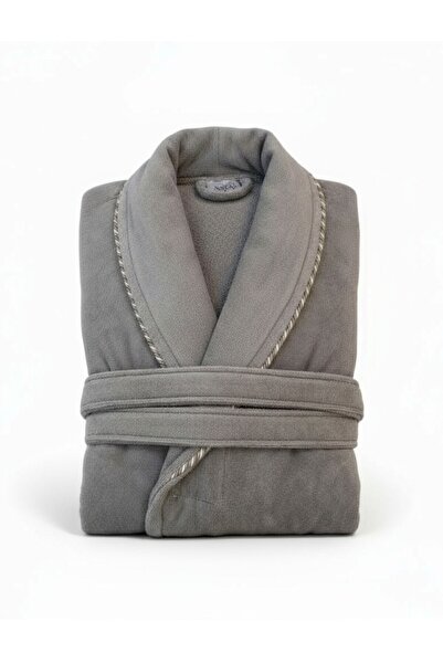 asev tekstil Velvet Piped Shawl Collar Unisex Bathrobe