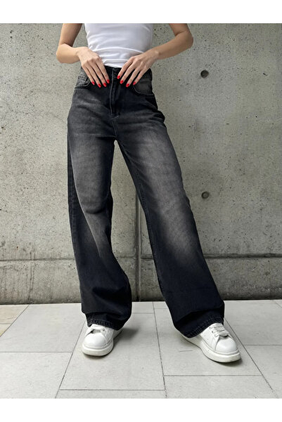 8line Blugi retro largi cu detaliu de spălare afumată