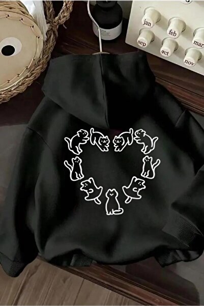 Oksit Φούτερ Unisex Oval Cat Back με τύπωμα με βαμβακερή επένδυση