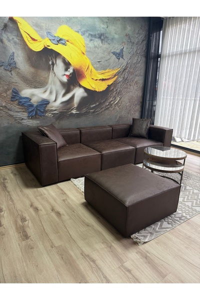 Erduran Mobilya Angelo 4 modül acı kahve nubuk