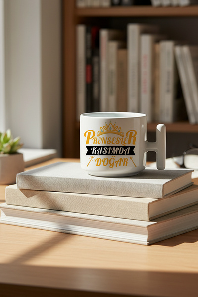 qoeuyl boutique Princesses with Yellow Crowns Are Born in November Printed Birthday Gift t Handle Latte Cup Mug