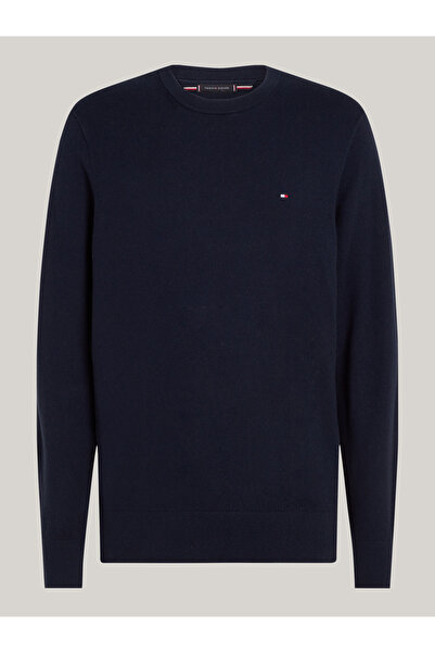 Tommy Hilfiger Men's Brand Logo Cotton Navy Blue Sweater Suitable for Daily Use Mw0mw28046-dw5