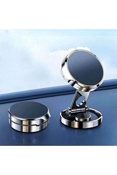 dalip Phone Holder, Adhesive, ABS & Magnet, Foldable, 4.4 cm Diameter, Universal, Silver