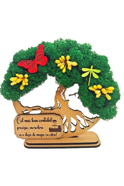 OEM Cadou Copacul Vietii, cu licheni stabilizati, din lemn bej, „Contabil”, 1...