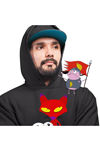 OEM Men's Hoodie Scared Puppy Courage Maleficent Red Cat