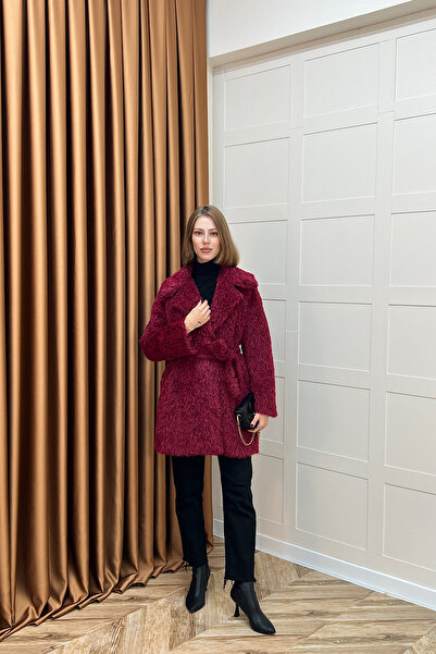 Stilife Grok Peluş Kaban Bordo