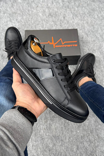 Martinetto Genuine Leather Black Men's Sneaker |   Rubber Sole, Casual Shoes