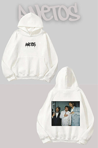 Anetos موسلوم بابا مطبوع سويت شيرت أبيض بغطاء رأس