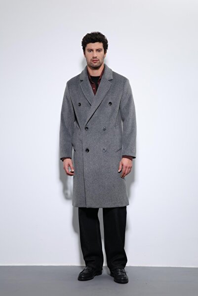 Antioch Anthracite Wool Blended Double Breasted Men's Coat