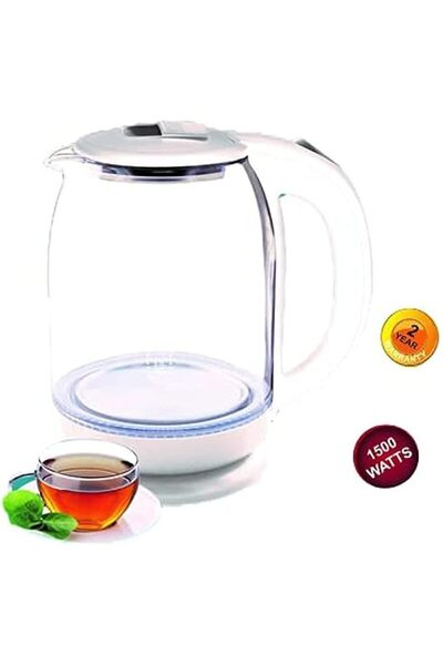 HOME MASTER غلاية كهربائية زجاجية لاسلكية سعة 1800 مل - أبيض