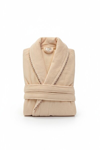 asev tekstil Velvet Piped Shawl Collar Unisex Bathrobe