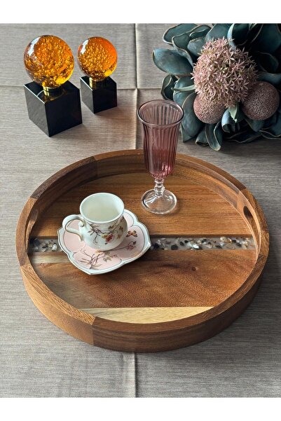 Meri Ev Gereçleri Acacia Small Round Tray 33cm